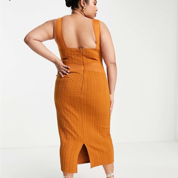 Mesh Square Neck Midi Dress - Picture 2 of 4